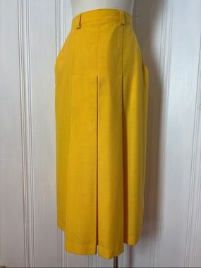 Vintage MR. LEONARD Canary Yellow Culottes Wide Leg Skirt Pants - Size 14
